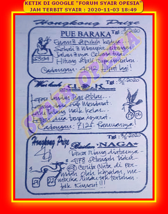 1 New Message) Kode Syair Hongkong 3 November 2020 - Forum Syair Togel  Hongkong Singapura Sydney