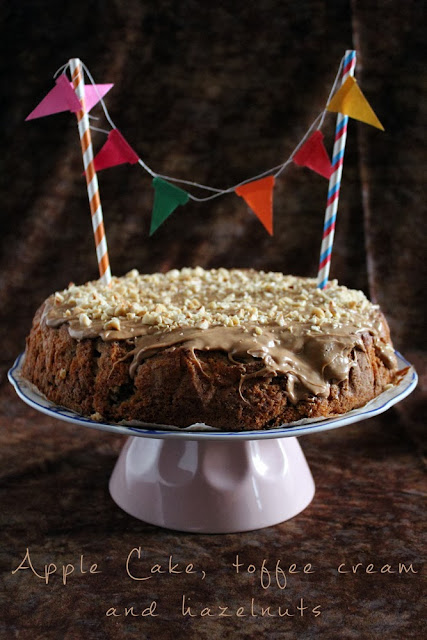 hello october! apple cake with toffee cream and hazelnuts