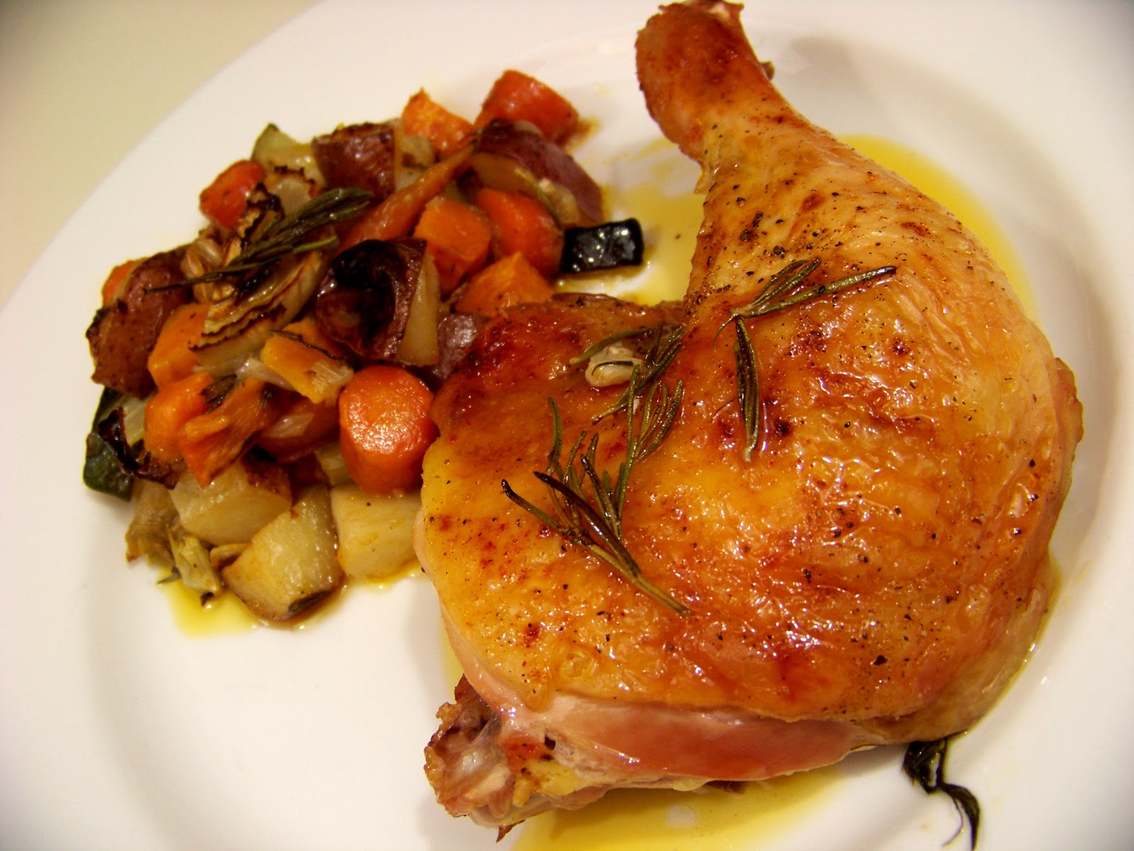 Rosemary Roasted Chicken with Rustic Root Vegetables and Earthy ...