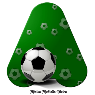 Abecedario Verde con Pelota de Fútbol. Green Alphabet with Soccer Ball. 