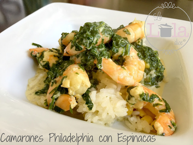 Camarones Philadelphia Con Espinacas
