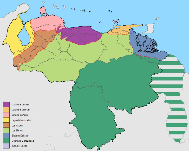 Mapa de las Regiones Naturales de Venezuela