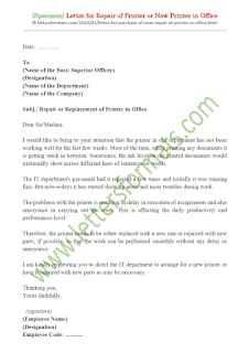 sample request letter for replacement of printer sample request letter for replacement of printer