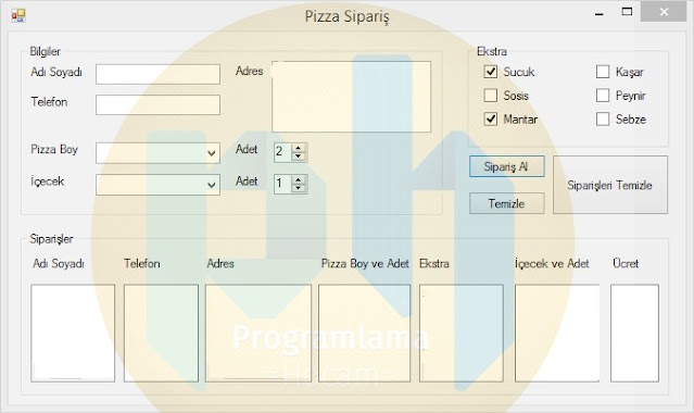 C# ile Pizza Sipariş-Takip Programı Uygulaması