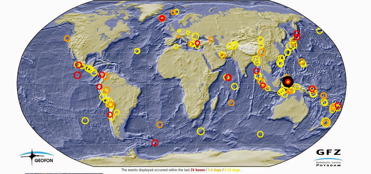 Карта землетрясений онлайн в мире