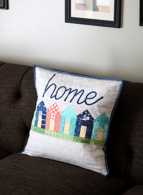 Home Pillow from the Text It! book by Sherri Noel.  Pillow by Andy of A Bright Corner