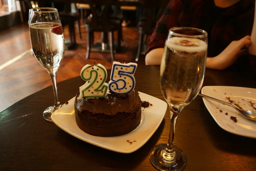 25th birthday cake Champagne Chaophraya Glasgow
