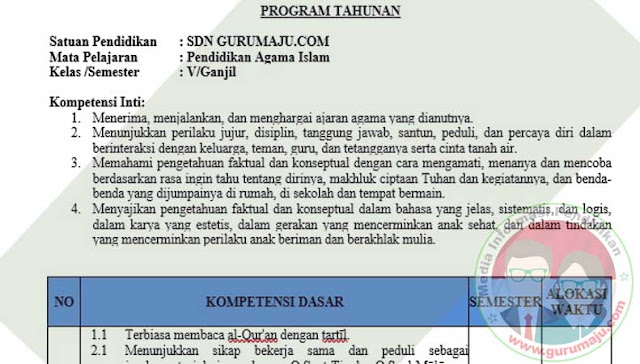 Download Prota PAI Kelas 5 Semester 1 SD K13 Revisi 2021