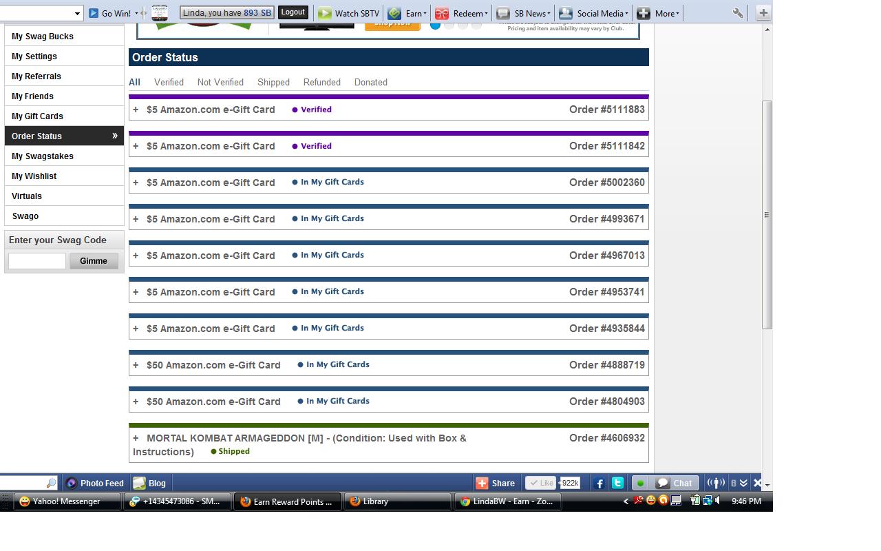 Click Earning Cash Amazon Gift Cards and Swag Bucks