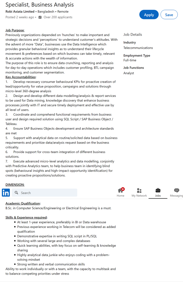 Robi Axiata Limited Job Circular 2020