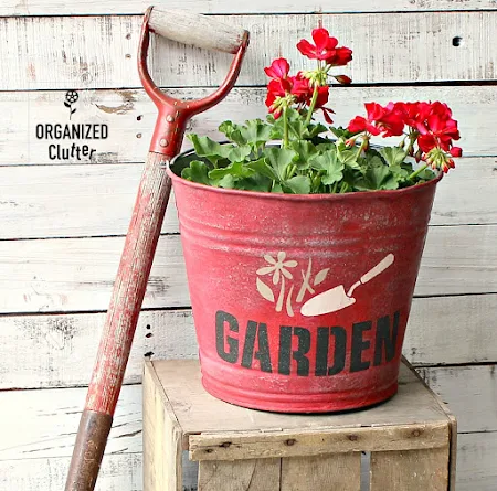 Painted and Stenciled Garden Bucket