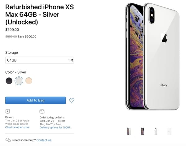 Apple sells refurbished iPhone XS and XS Max