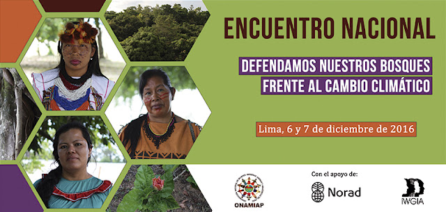 Afiche sobre el Encuentro Nacional sobre defensa de bosques frente al cambio climático y la deforestación