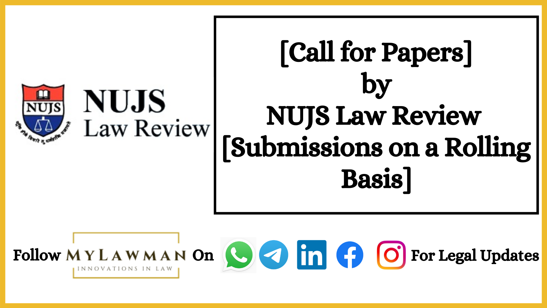 [Call for Papers] by NUJS Law Review [Submissions on a Rolling Basis]