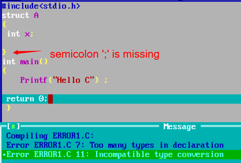 Programming Desire TOO MANY TYPES IN DECLARATION ERRORS IN C PROGRAMMING