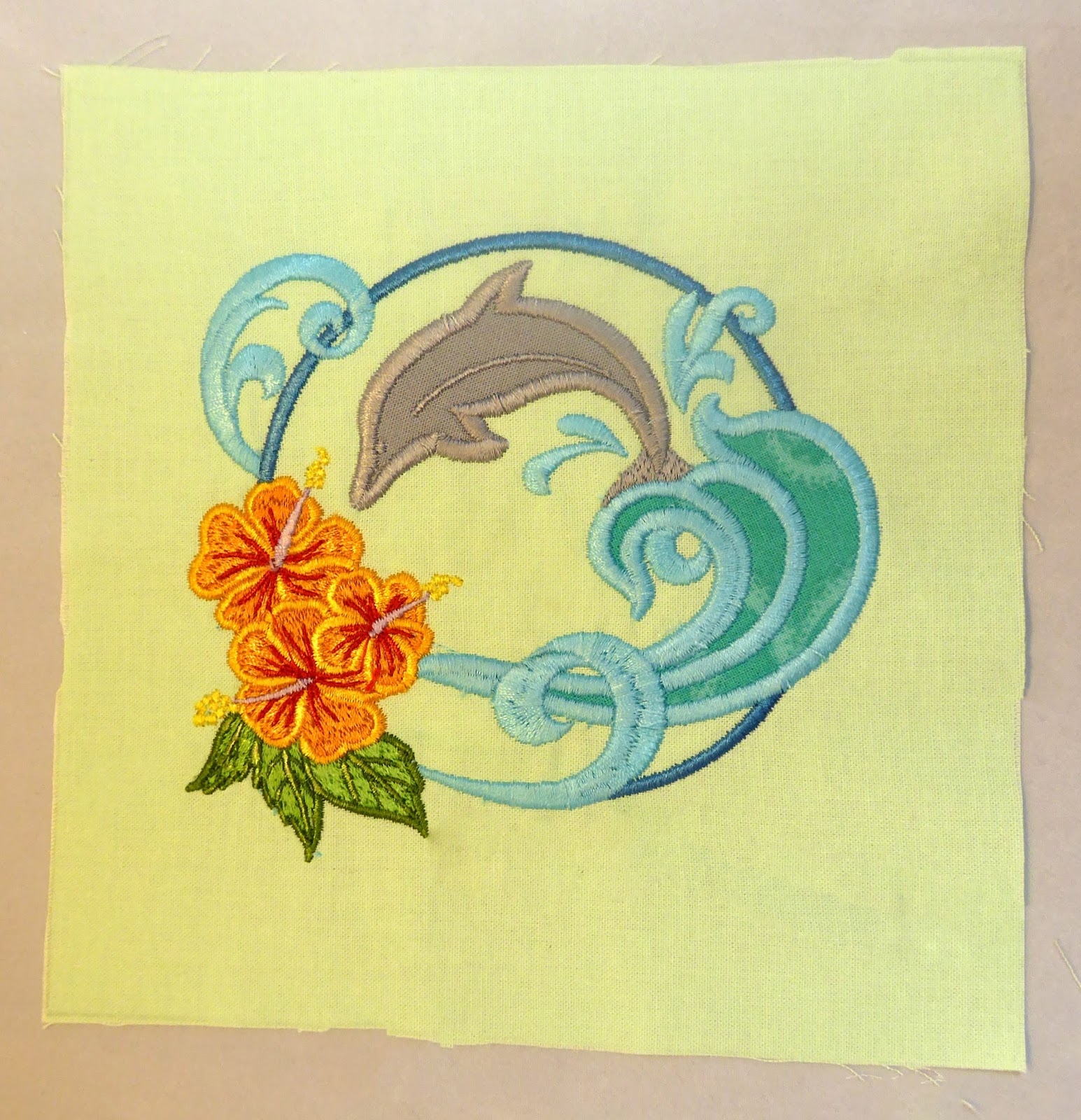 Pink Panoply Anita Goodesign Tropical Quilt Embroidered Block Update