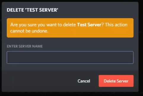 Enter name of the server
