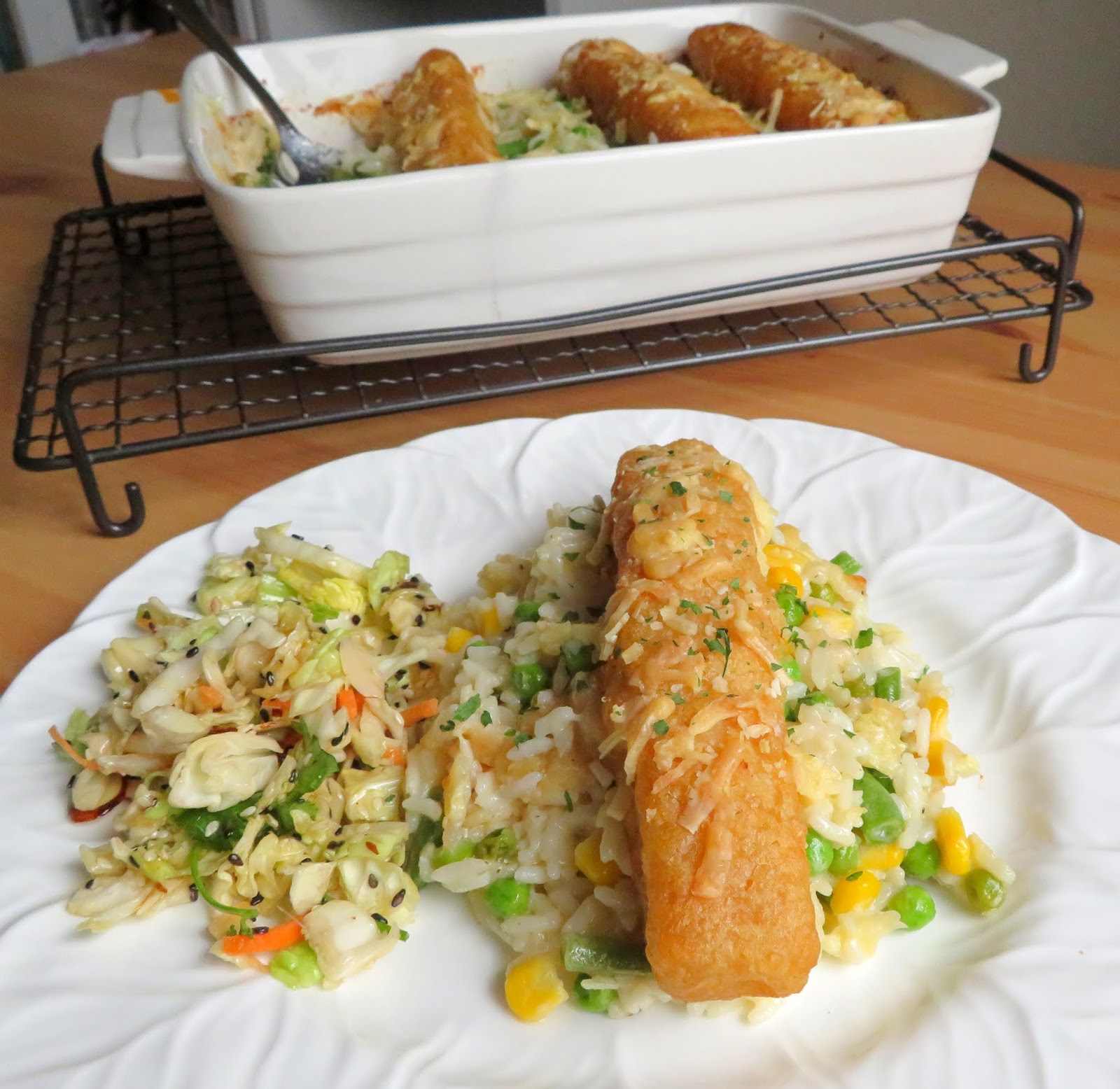 Fish Stick Casserole with Cheesy Vegetable Rice The English Kitchen