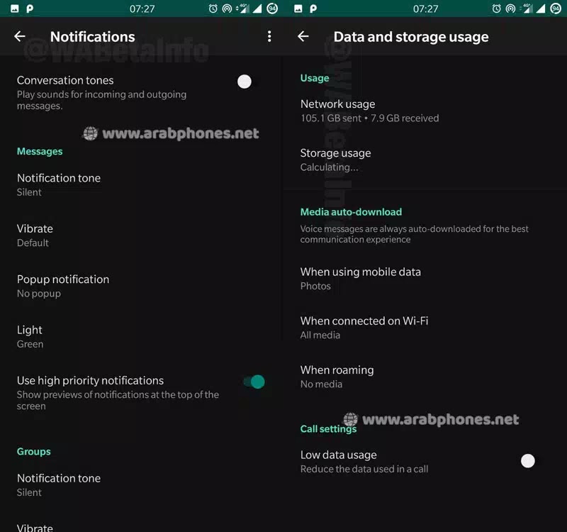 الوضع الليلي على واتس اب اسود للاندرويد في نسخته التجريبية Dark Mode الوضع الليلي على واتس اب اسود للاندرويد في نسخته التجريبية Dark Mode