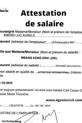 Attestation de travail et de salaire