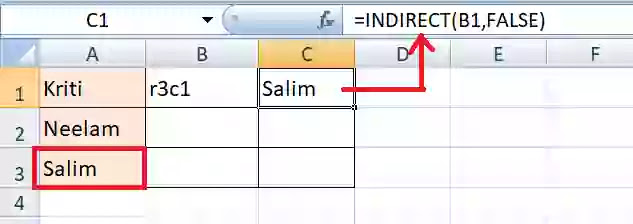 How to use Indirect function in r1c1 style in excel