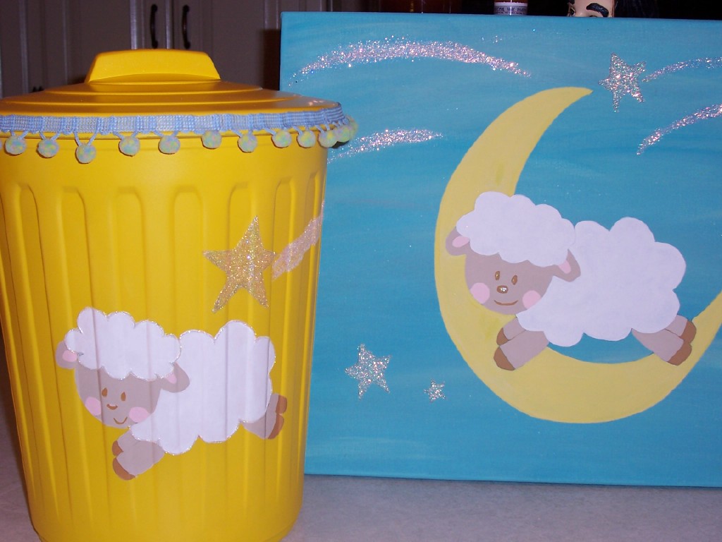Custom Creative Collections by Reta Baby Lamb Diaper Pail/Trash Can