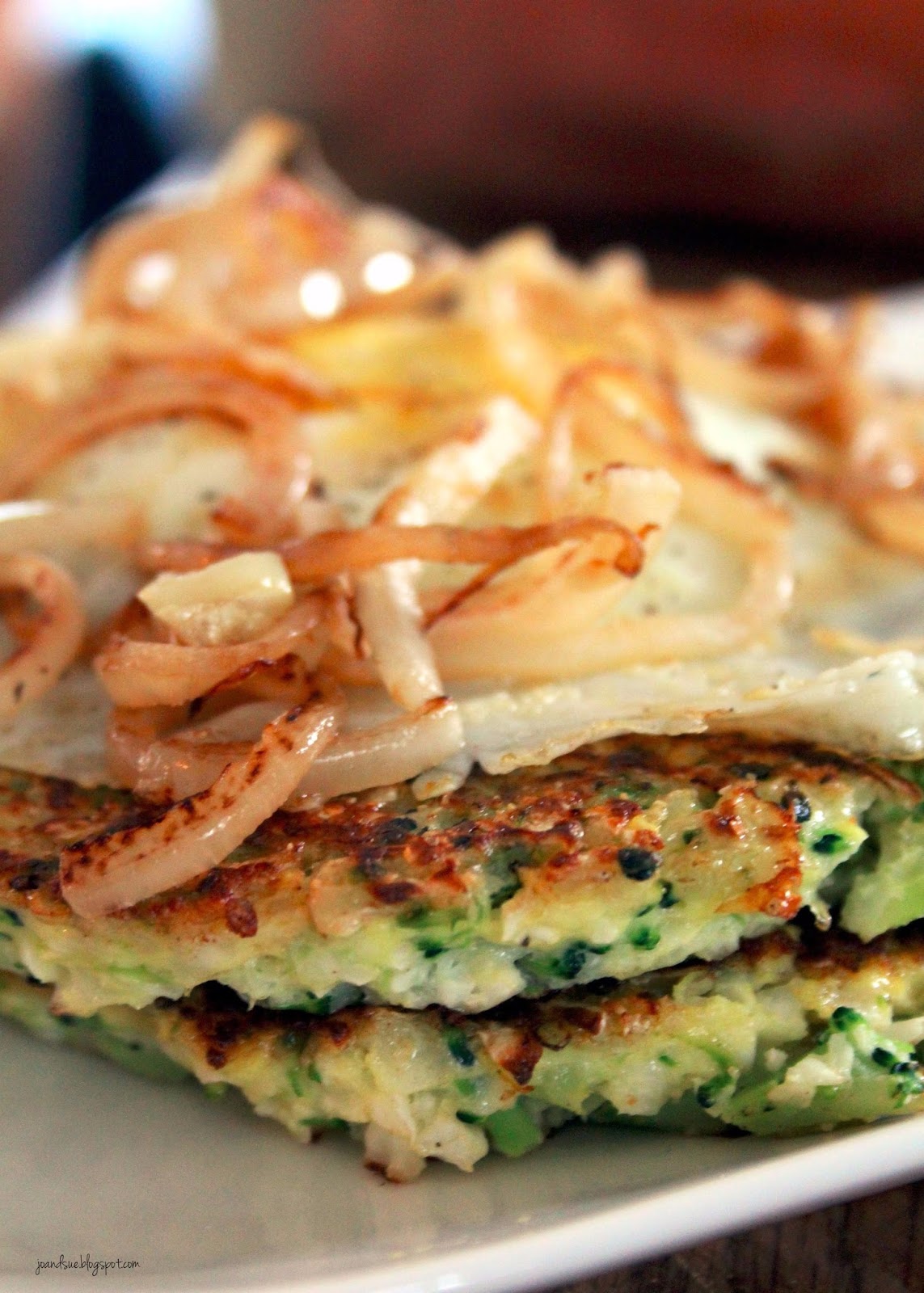 Jo and Sue Cauliflower Broccoli Pancakes with Fried Egg
