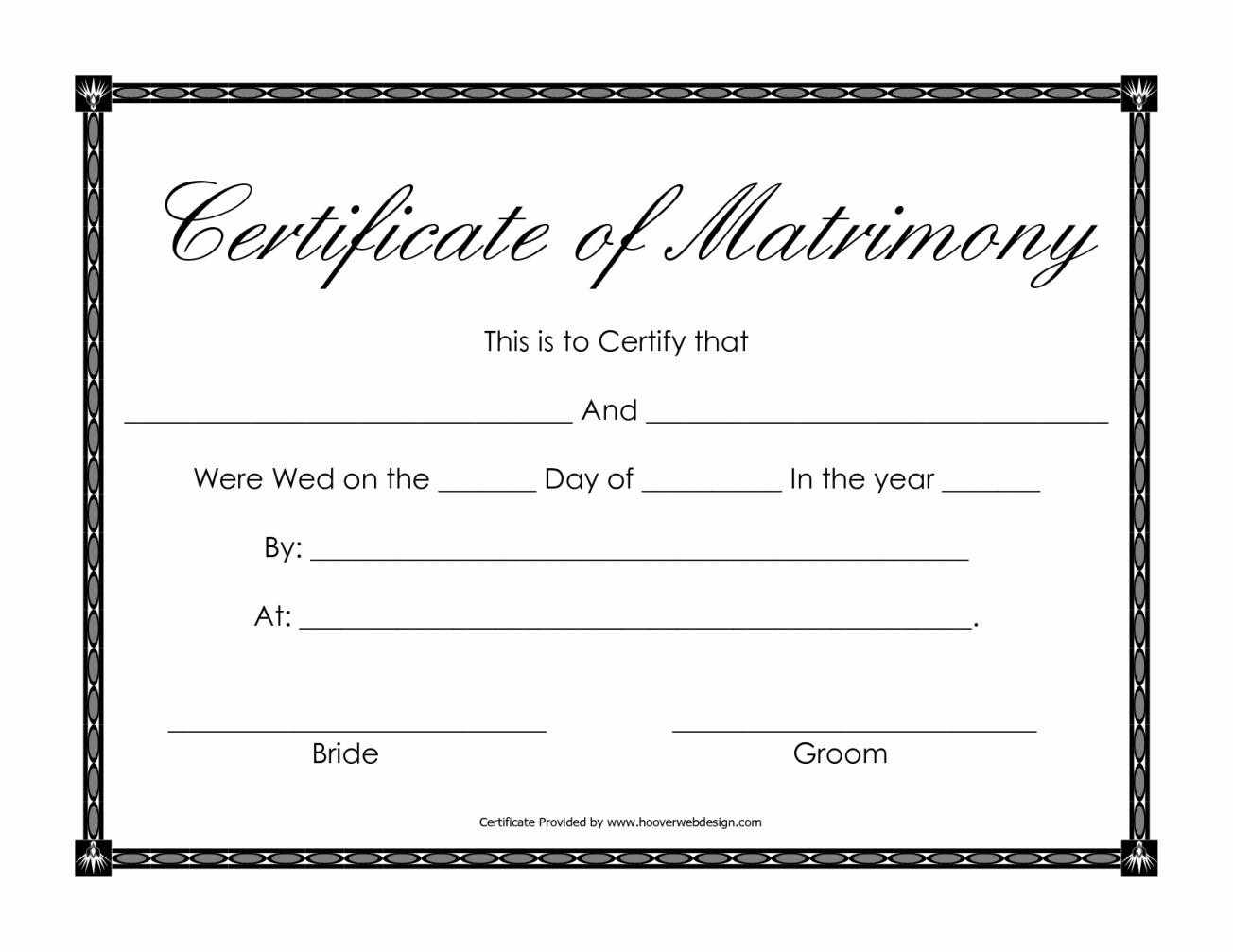 Certificate Of Marriage Template