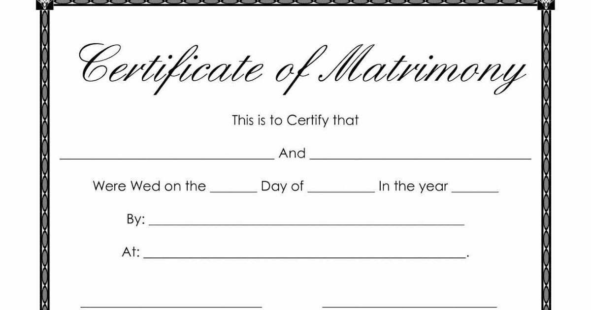 Printable Marriage Certificates Pdf