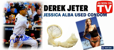 funny Derek Jeter Jessica Alba selling game worn condom