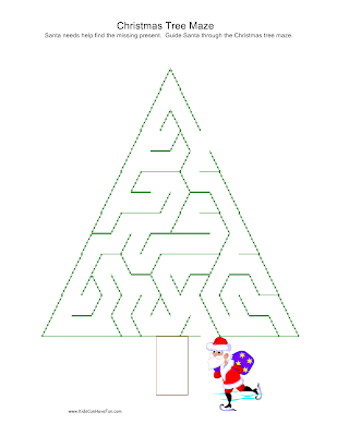 6 Christmas Tree Mazes Printable For Kids - Easy