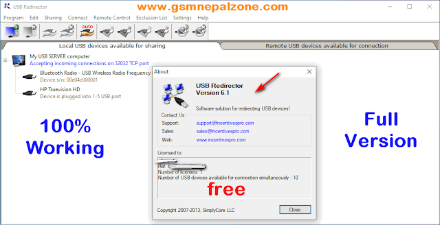 USB Redirector and USB Redirector Client Version 6.1[Share COM Ports Remotely]