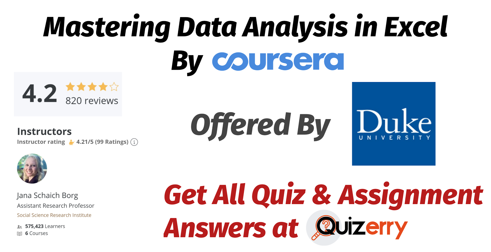 Mastering Data Analysis in Excel - Coursera Quiz Answers