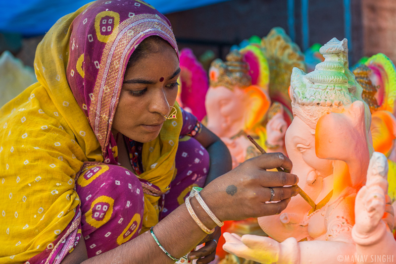 Ganesh Chaturthi Puja from idol Making to Ganesh Visarjan (immersing him in water) Jaipur Rajasthan