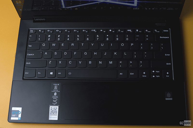 The keyboard and large touchpad