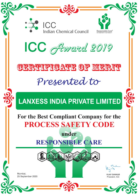 LANXESS India wins prestigious awards from Indian Chemical Council