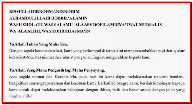 Pembacaan Doa Upacara Bendera Sd