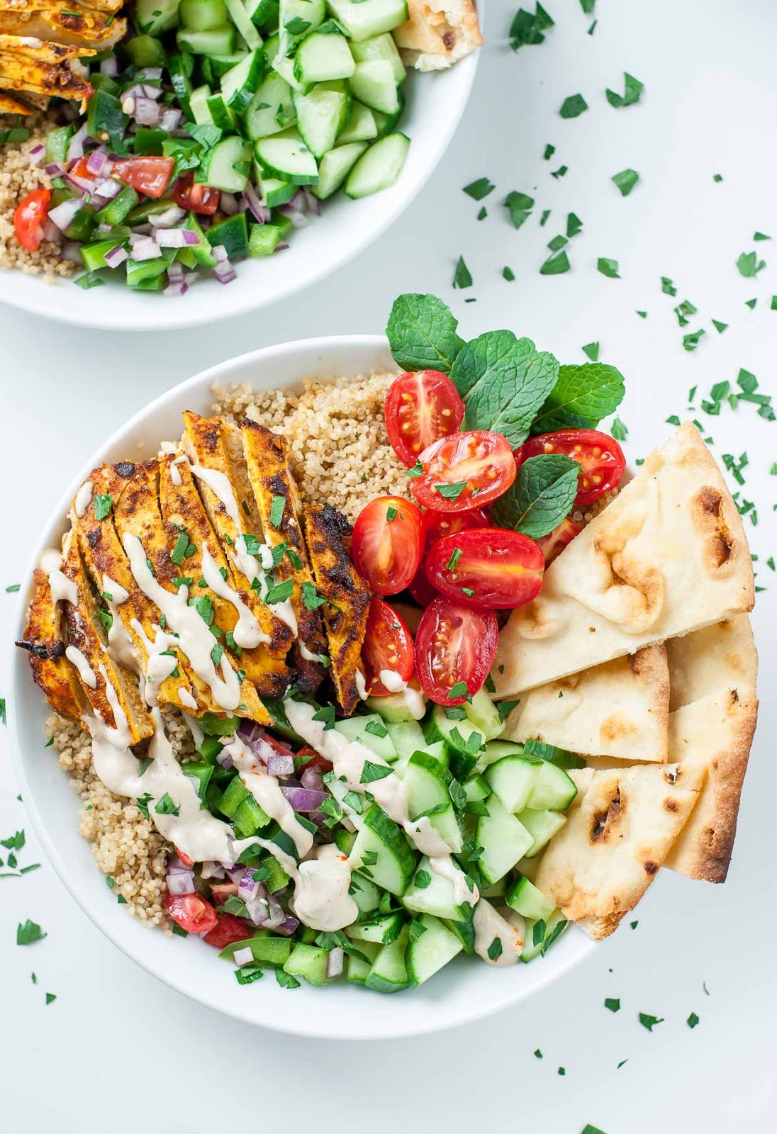 Healthy Chicken Shawarma Quinoa Bowls - Healthy Chicken Shawarma Quinoa Bowls with a super easy hack for creating make-ahead lunches for work or school. The flavors are out of this world!!