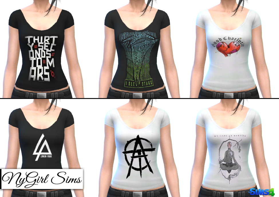 NyGirl Sims 4 Graphic Band Tees