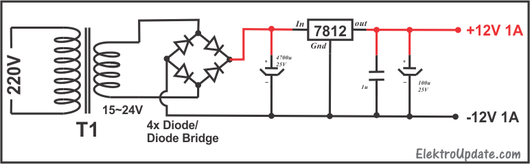 Rangkaian Power Supply 12V Stabil dengan Regulator - Elektro Update