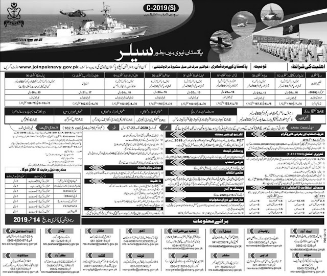 Pakistan Navy Jobs 2019 | Join Pak Navy as Sailor 2019