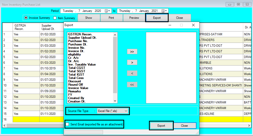 Non Inventory Purchase List Report Help Guide