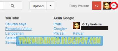 tampilan menu akun youtube anda