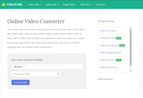 VideoUtils 온라인 멀티미디어 변환기 및 편집기