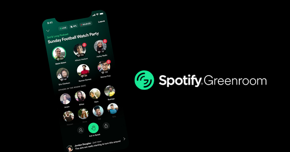 سبوتيفاي تطلق خدمة جديدة لغرف التواصل المباشر Spotify Greenroom سبوتيفاي تطلق خدمة جديدة لغرف التواصل المباشر Spotify Greenroom