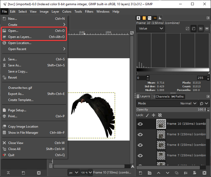 แก้ไขเฟรมของ GIF แบบเคลื่อนไหวโดยใช้ GIMP