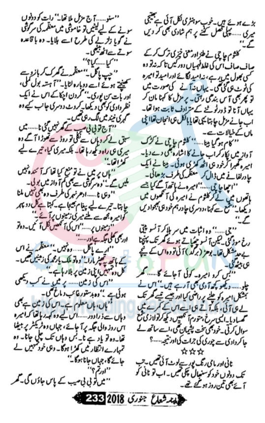 Ishq Barhana By Farah Bukhari Shuaa Digest January 2018