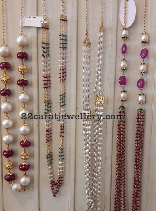 Simple Beads Sets in 18 Carat Gold Jewellery Designs