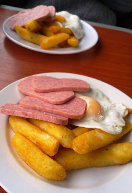 Spam, egg and chips