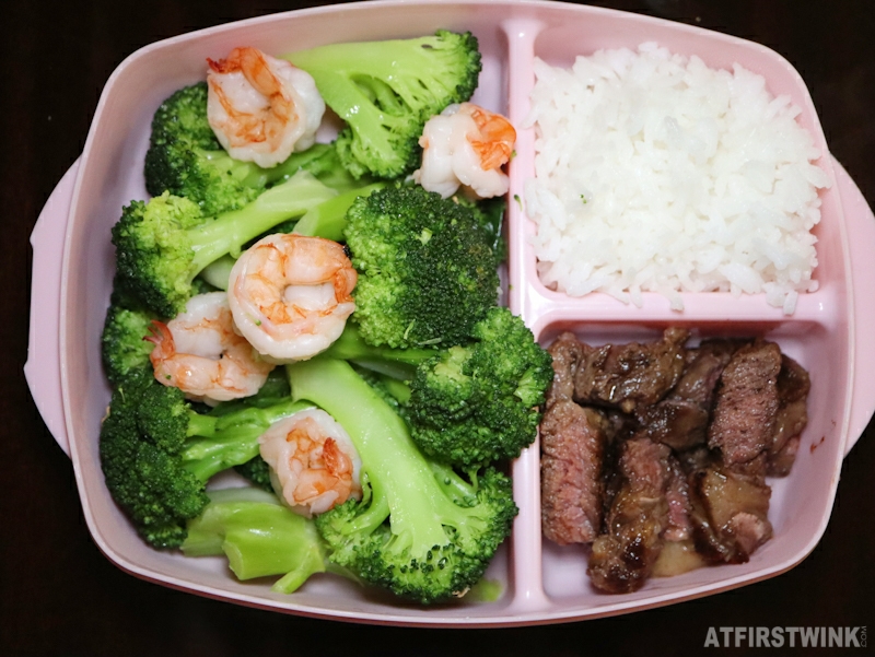 Bento box ideas stirfried broccoli steak white rice